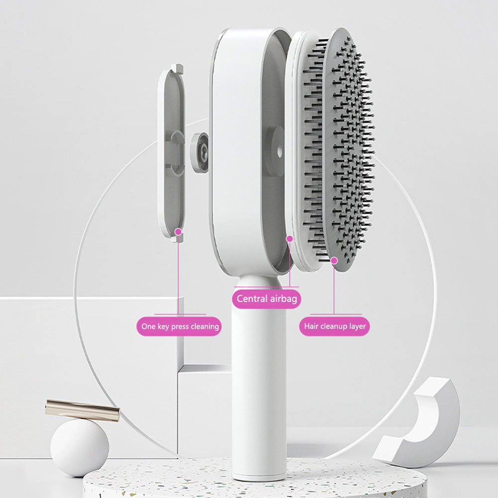 Self-cleaning hairbrush